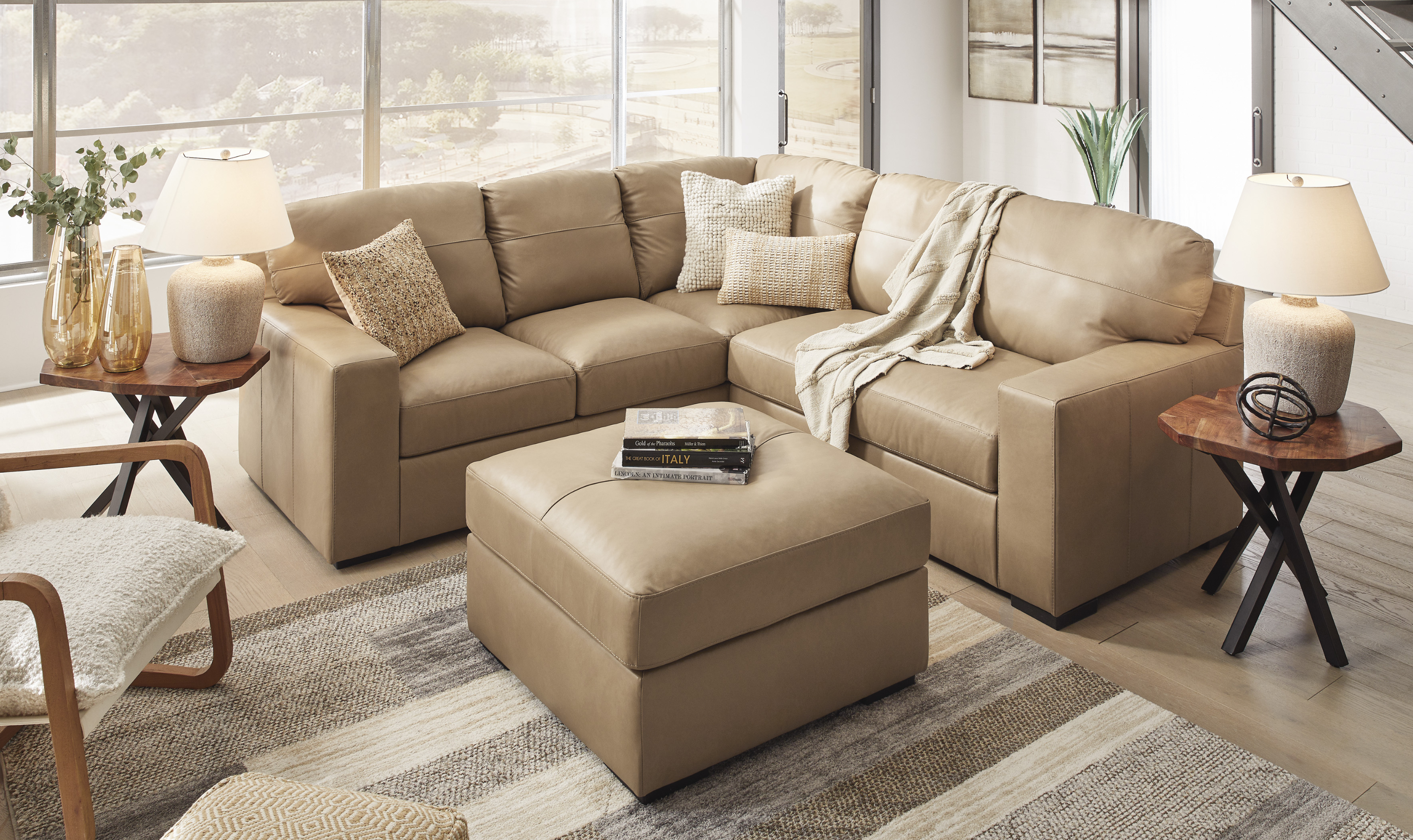 Modern Heritage Bandon Leather 2-Piece Sectional in Toffee