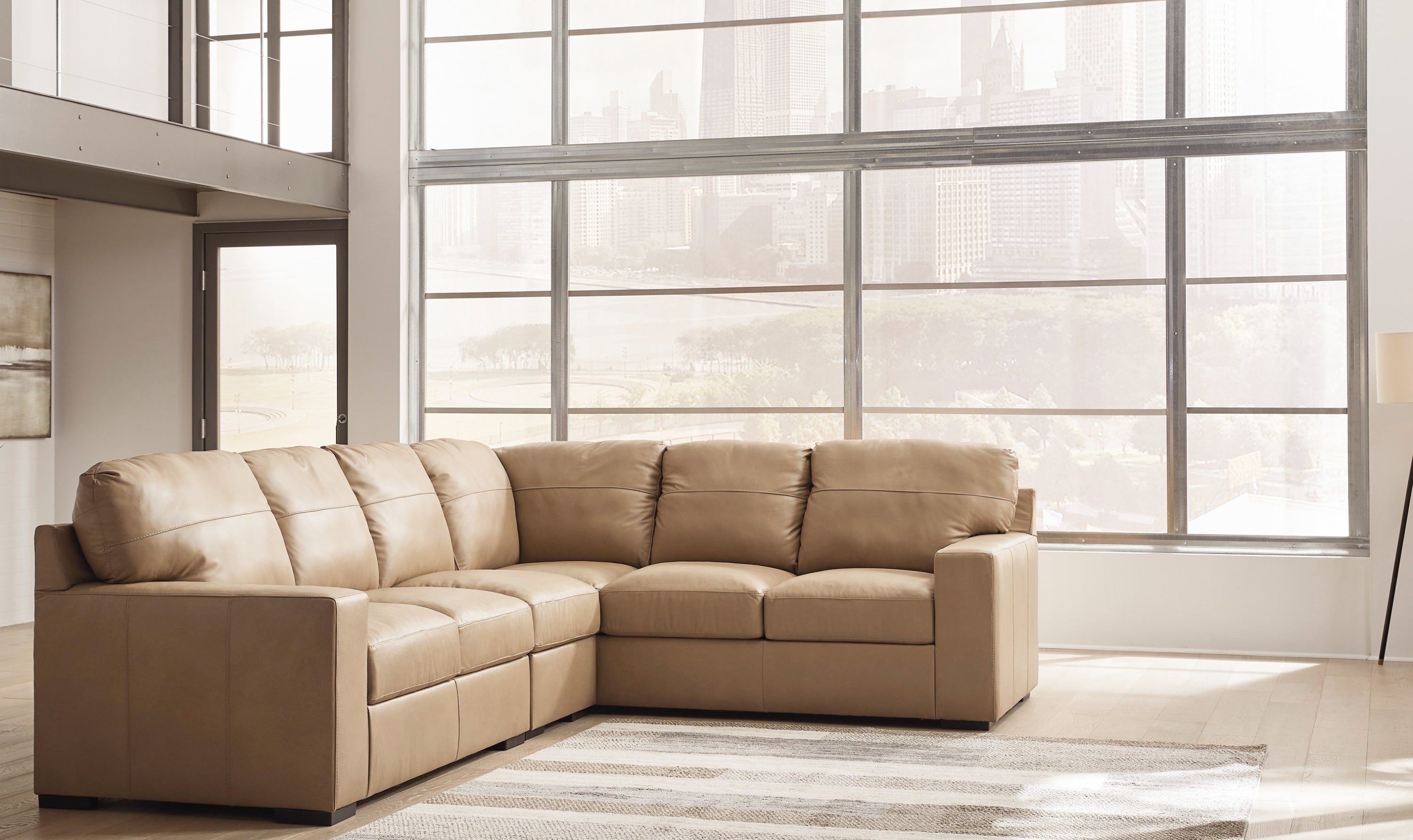 Modern Heritage Bandon Leather 2-Piece Sectional in Toffee-Jennifer Furniture