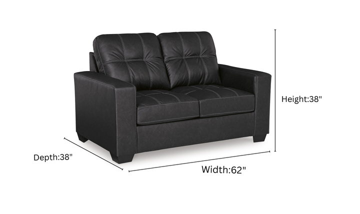 Modern Heritage Barlin Mills Leather Loveseat-Jennifer Furniture