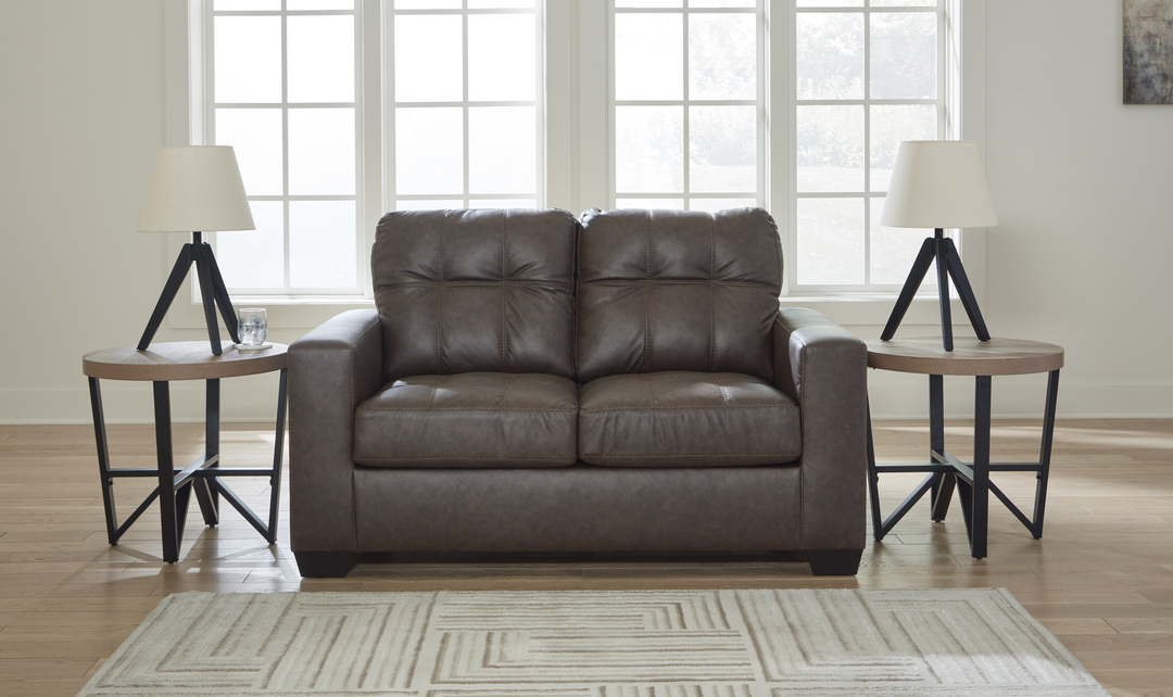Modern Heritage Barlin Mills Leather Loveseat-Jennifer Furniture