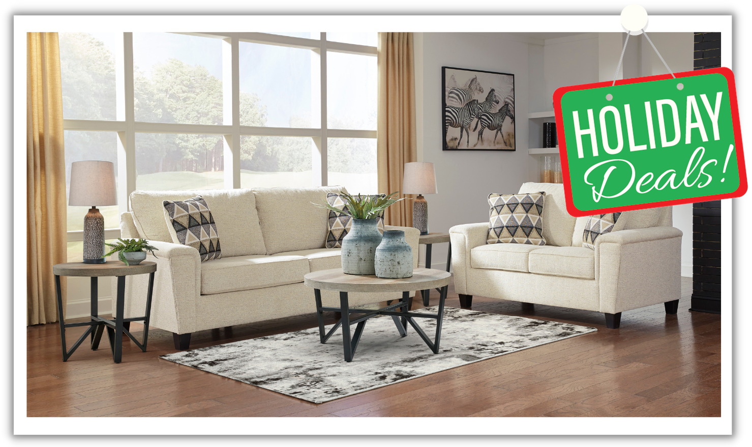 Modern Heritage Abinger 2 Piece Fabric Living Room Set (Sofa + Loveseat)