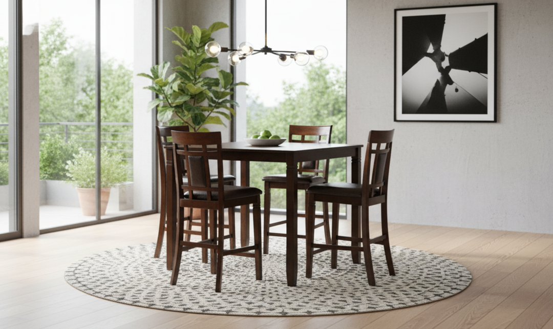 Modern Heritage Bennox 5-Pieces Wooden Counter Height Dining Set in Brown-jennifer furniture