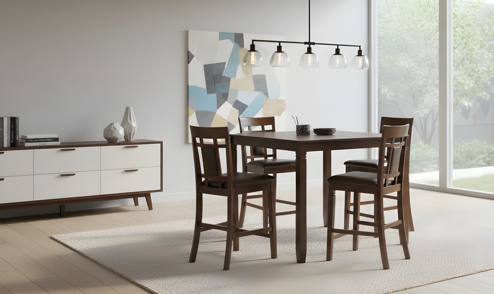 Modern Heritage Bennox 5-Pieces Wooden Counter Height Dining Set in Brown-jennifer furniture