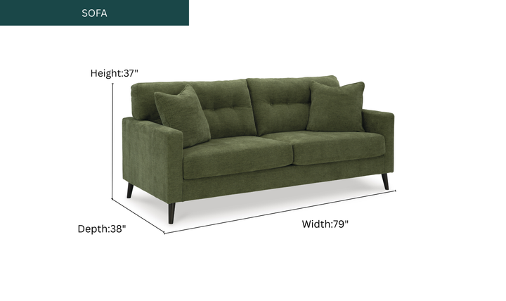 Modern Heritage Bixler 2-Seater Stationary Fabric Sofa With Tufted Back