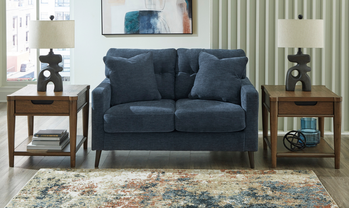 Modern Heritage Bixler Fabric Tufted Back Track Arm Loveseat-JenniferFurniture
