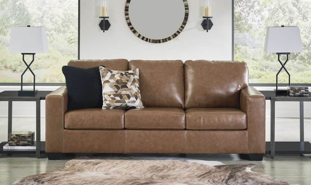 Modern Heritage Bolsena Queen 3-Seater Caramel Leather Sleeper Sofa-Jennifer Furniture