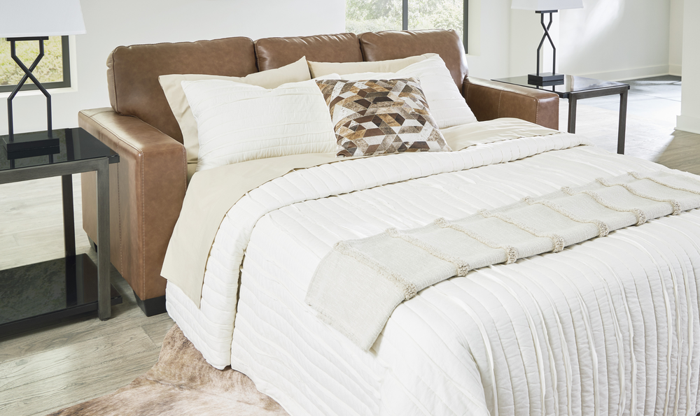 Modern Heritage Bolsena Queen 3-Seater Caramel Leather Sleeper Sofa-Jennifer Furniture