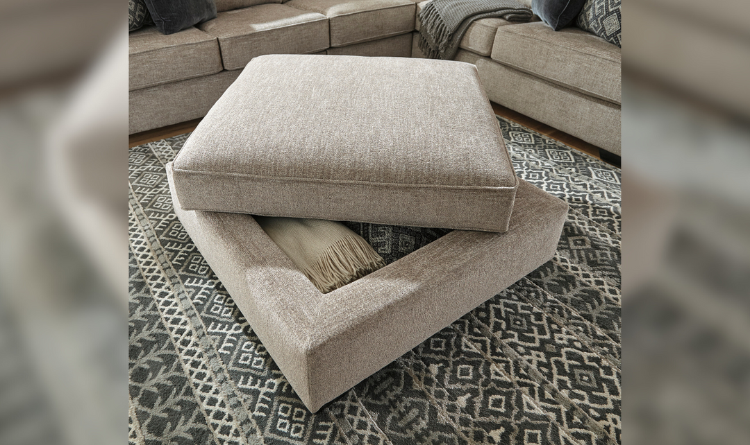 Modern Heritage Bovarian Stone Fabric Ottoman With Storage