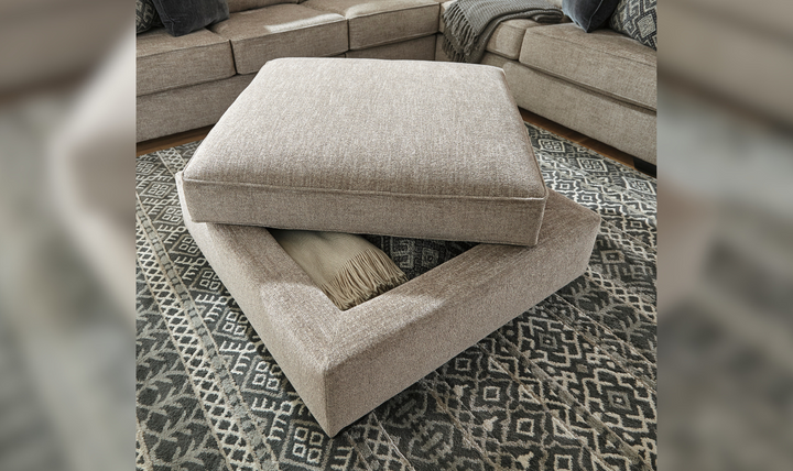 Modern Heritage Bovarian Stone Fabric Ottoman With Storage