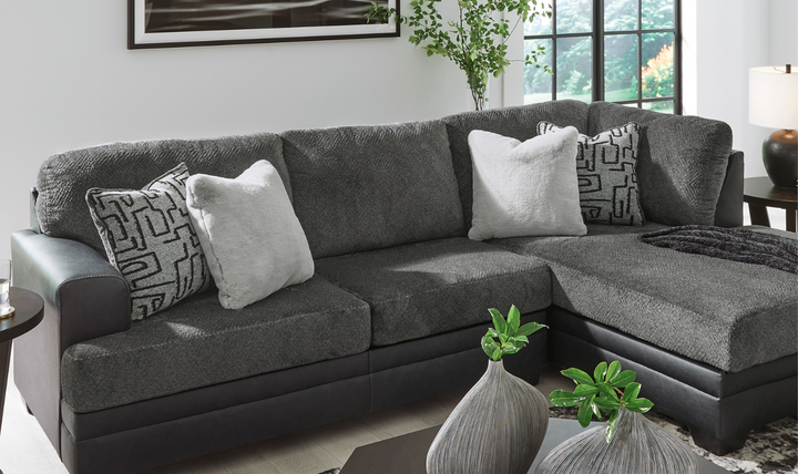 Modern Heritage Brixley Pier 2-Piece Sectional with Chaise in  Graphite Gray