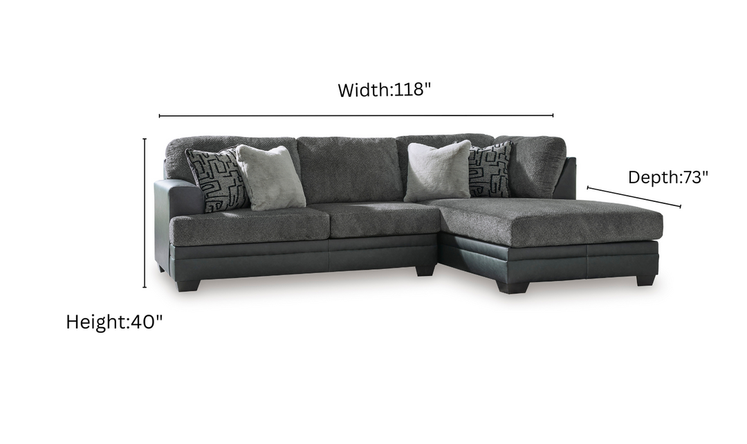 Modern Heritage Brixley Pier 2-Piece Sectional with Chaise in  Graphite Gray