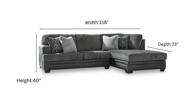 Modern Heritage Brixley Pier 2-Piece Sectional with Chaise in  Graphite Gray