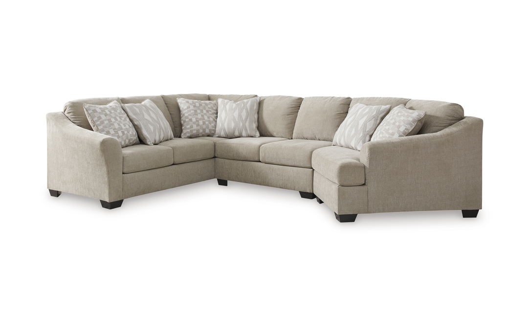 Modern Heritage Brogan Bay 3-Piece Sectional with Cuddler in Cork