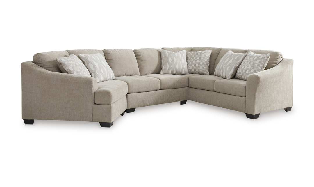 Modern Heritage Brogan Bay 3-Piece Sectional with Cuddler in Cork