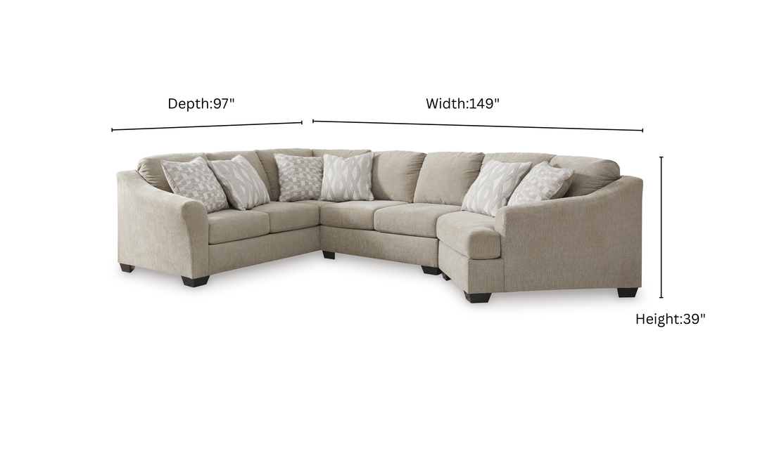 Modern Heritage Brogan Bay 3-Piece Sectional with Cuddler in Cork-Jennifer Furniture