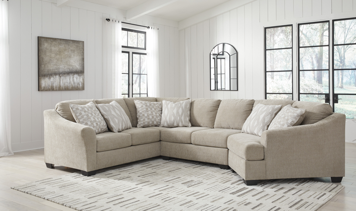 Modern Heritage Brogan Bay 3-Piece Sectional with Cuddler in Cork-Jennifer Furniture