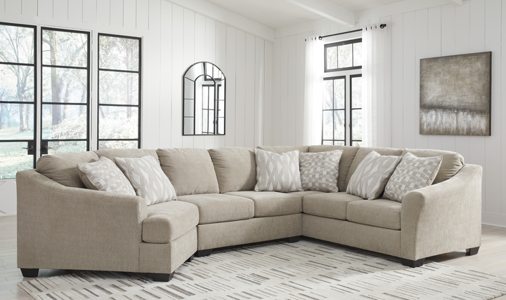 Modern Heritage Brogan Bay 3-Piece Sectional with Cuddler in Cork-Jennifer Furniture