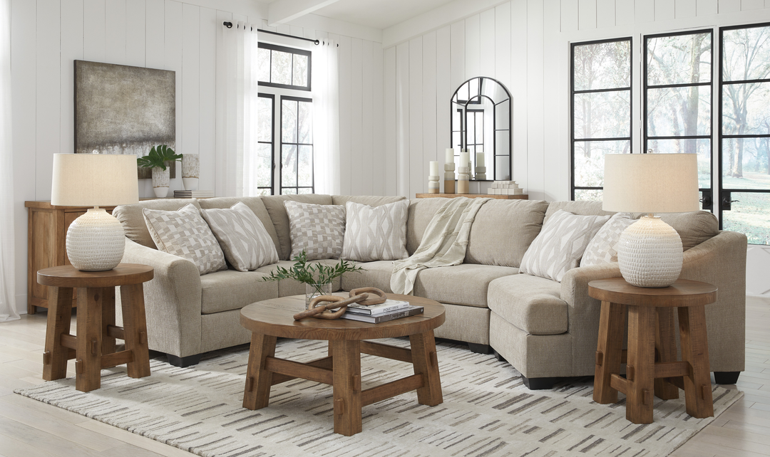 Modern Heritage Brogan Bay 3-Piece Sectional with Cuddler in Cork-Jennifer Furniture