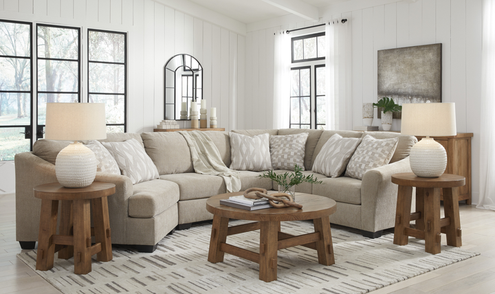 Modern Heritage Brogan Bay 3-Piece Sectional with Cuddler in Cork-Jennifer Furniture