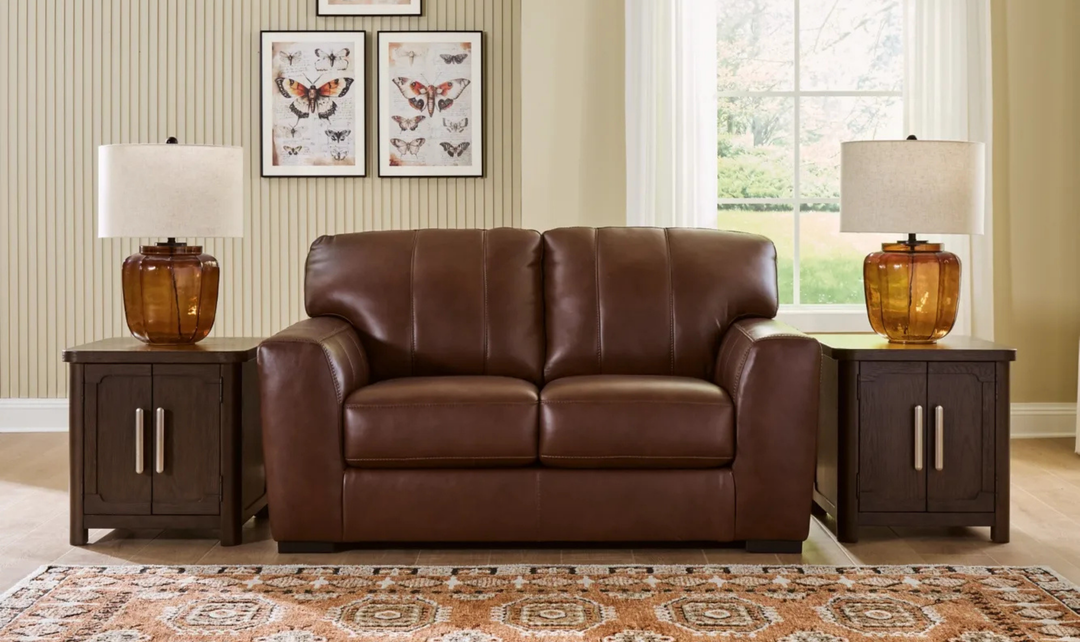Modern Heritage Brogliano Canyon Leather Loveseat-Jennifer Furniture