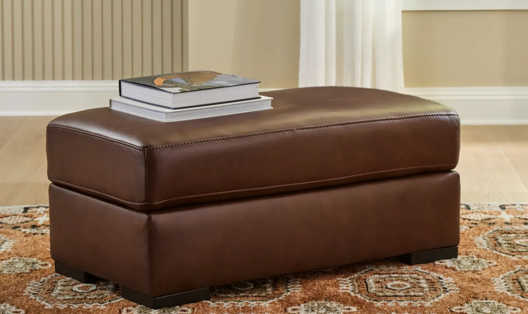 Modern Heritage Brogliano Canyon Leather Ottoman-Jennifer Furniture