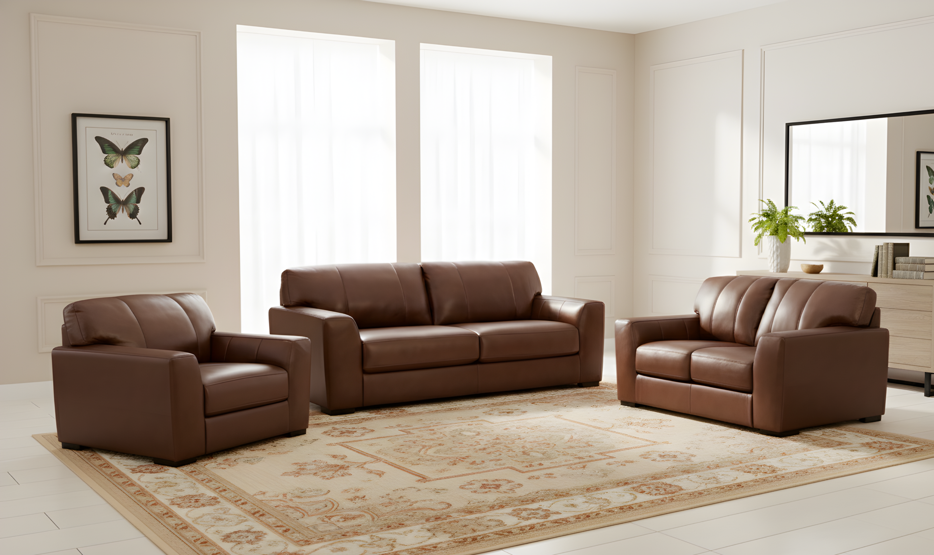 Modern Heritage Brogliano Leather Living Room Set | Jennifer Furniture