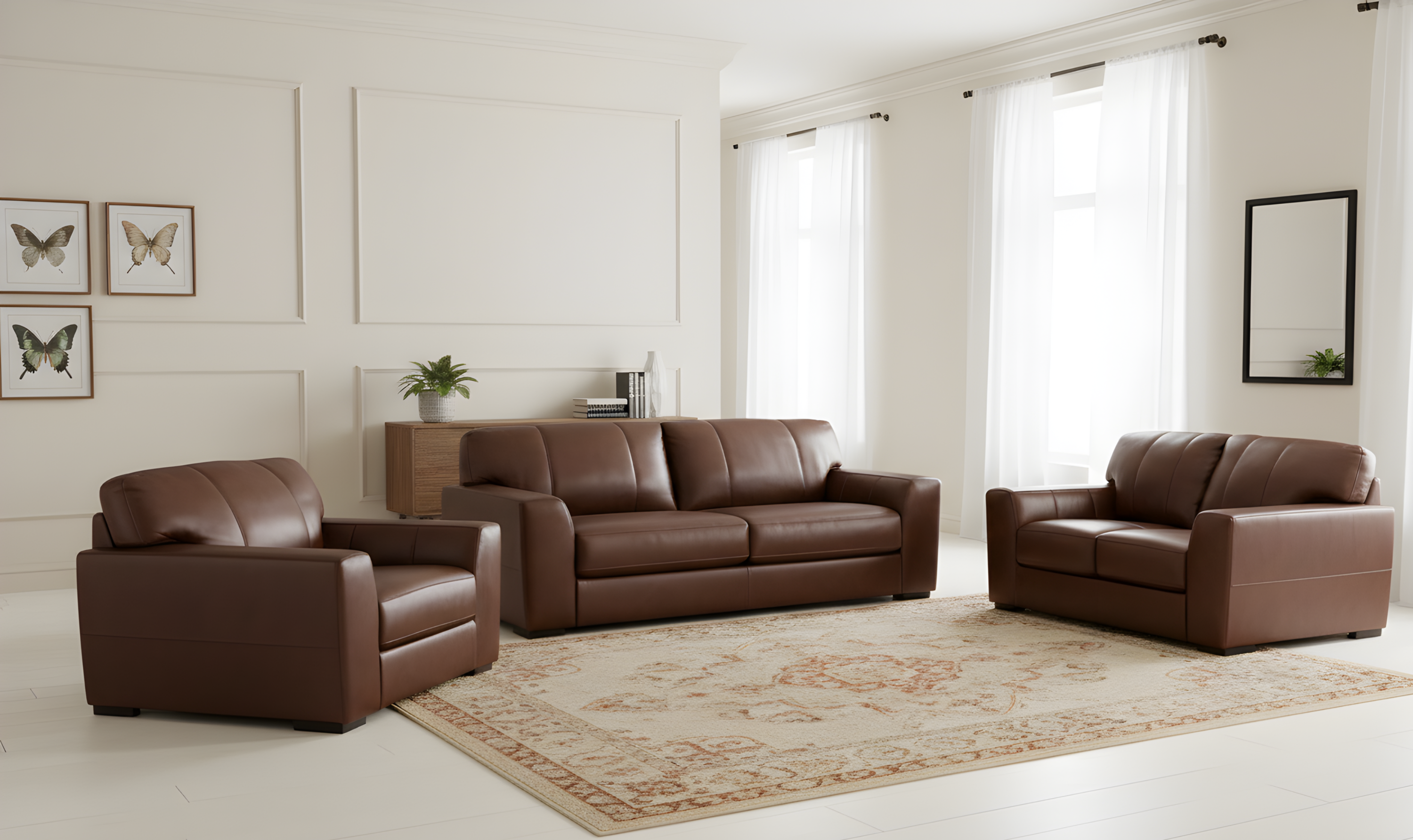 Modern Heritage Brogliano Leather Living Room Set | Jennifer Furniture