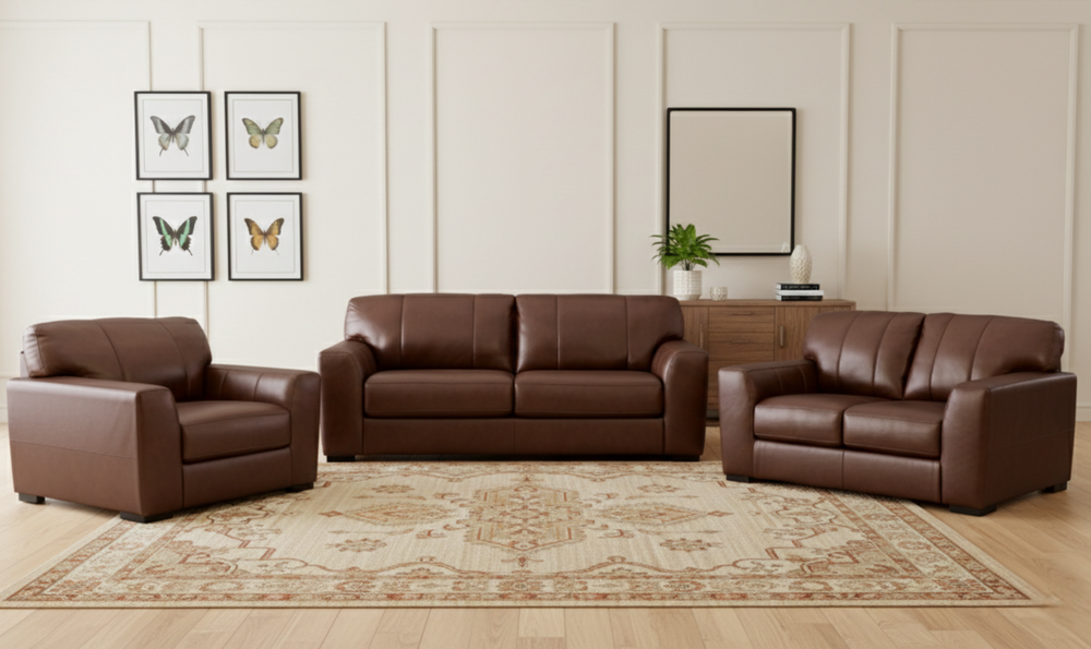 Modern Heritage Brogliano Leather Living Room Set | Jennifer Furniture