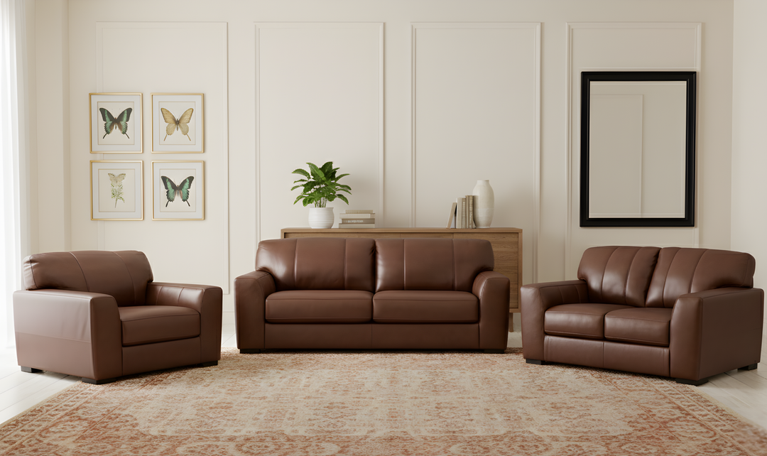 Modern Heritage Brogliano Leather Living Room Set | Jennifer Furniture
