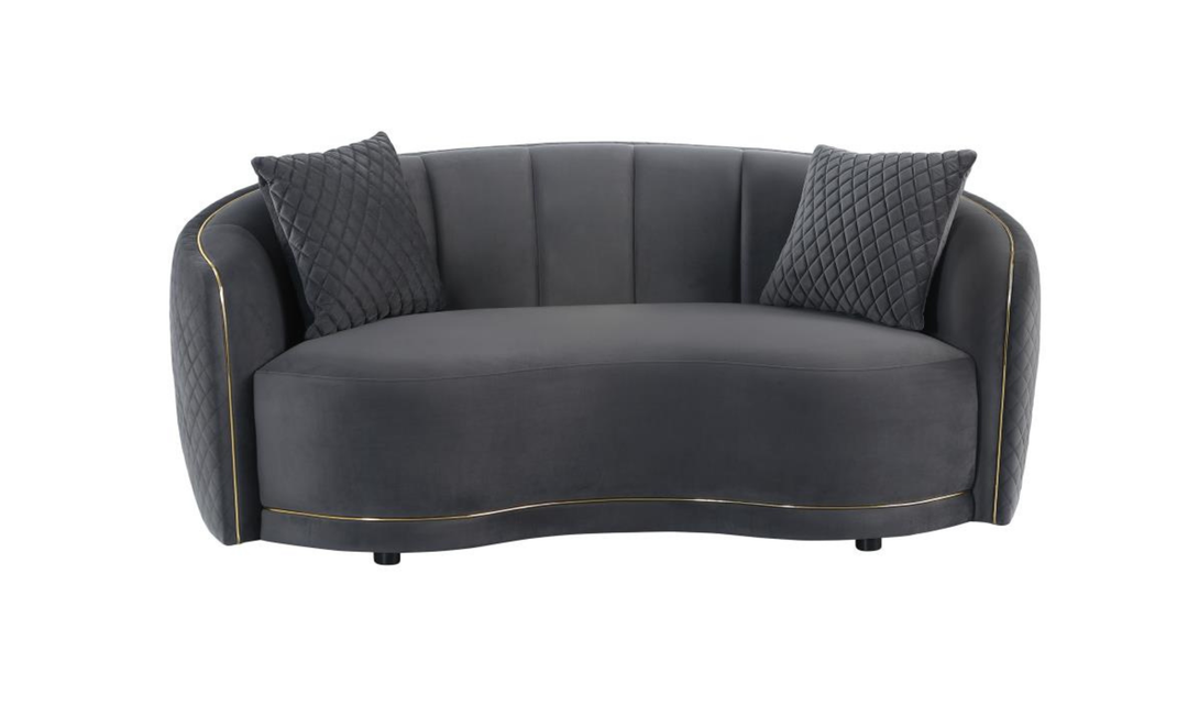 Modern Heritage Brookside 2‑Piece Velvet Curved Sofa & Loveseat Set