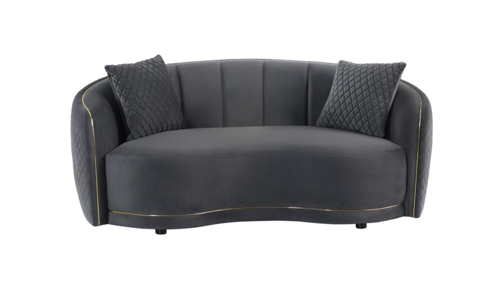 Modern Heritage Brookside 2‑Piece Velvet Curved Sofa & Loveseat Set