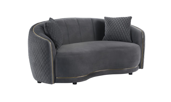 Modern Heritage Brookside 2‑Piece Velvet Curved Sofa & Loveseat Set