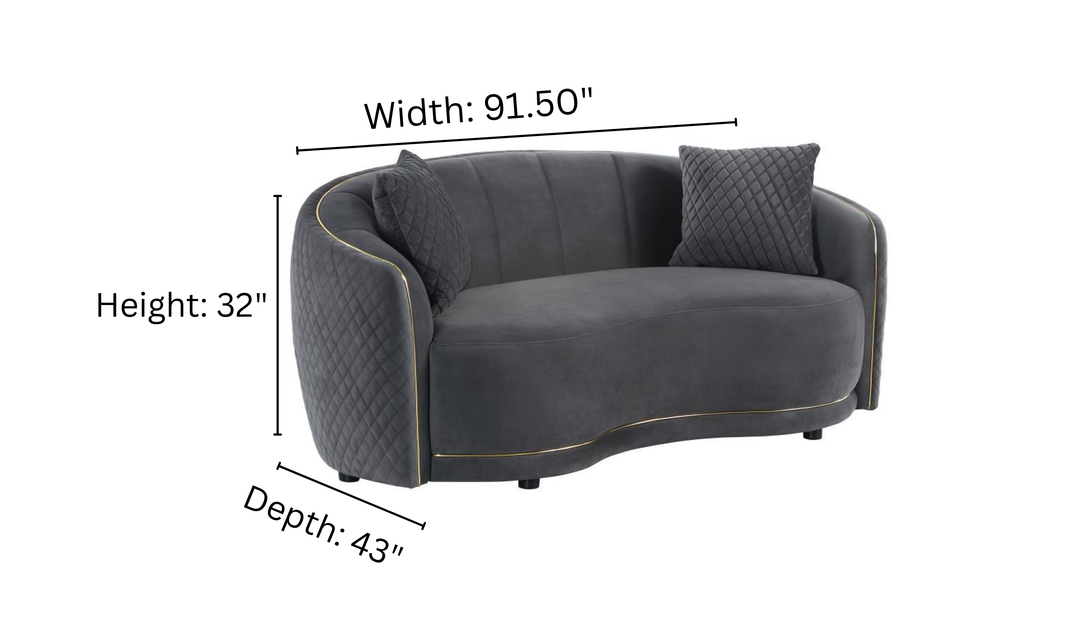 Modern Heritage Brookside 2‑Piece Velvet Curved Sofa & Loveseat Set