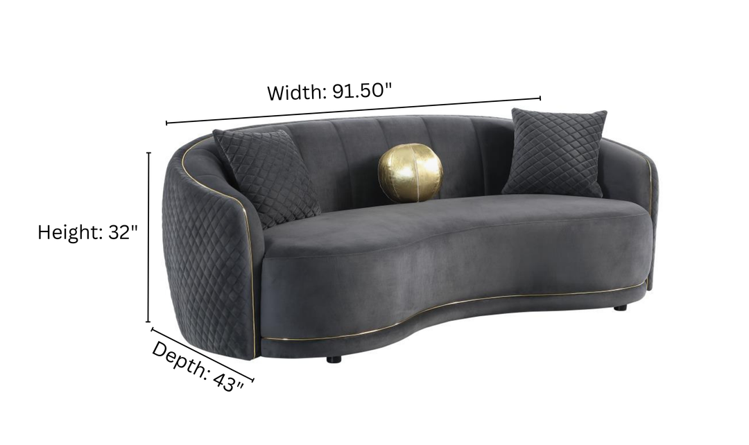 Modern Heritage Brookside 2‑Piece Velvet Curved Sofa & Loveseat Set