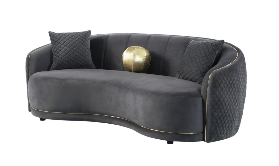 Modern Heritage Brookside 2‑Piece Velvet Curved Sofa & Loveseat Set