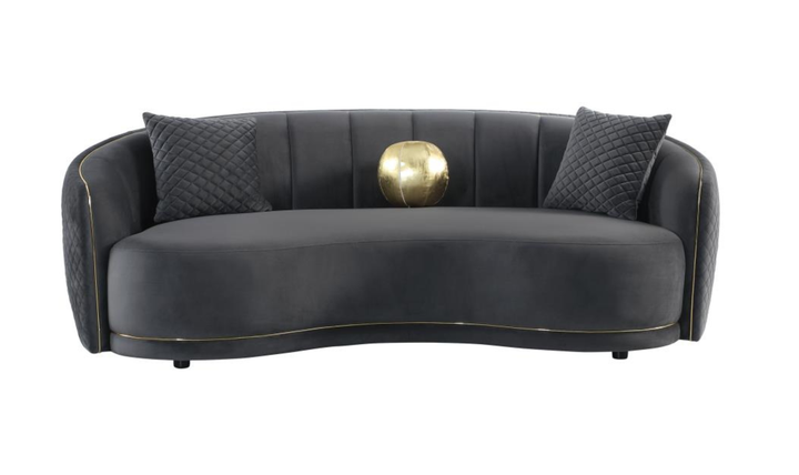 Modern Heritage Brookside 2‑Piece Velvet Curved Sofa & Loveseat Set