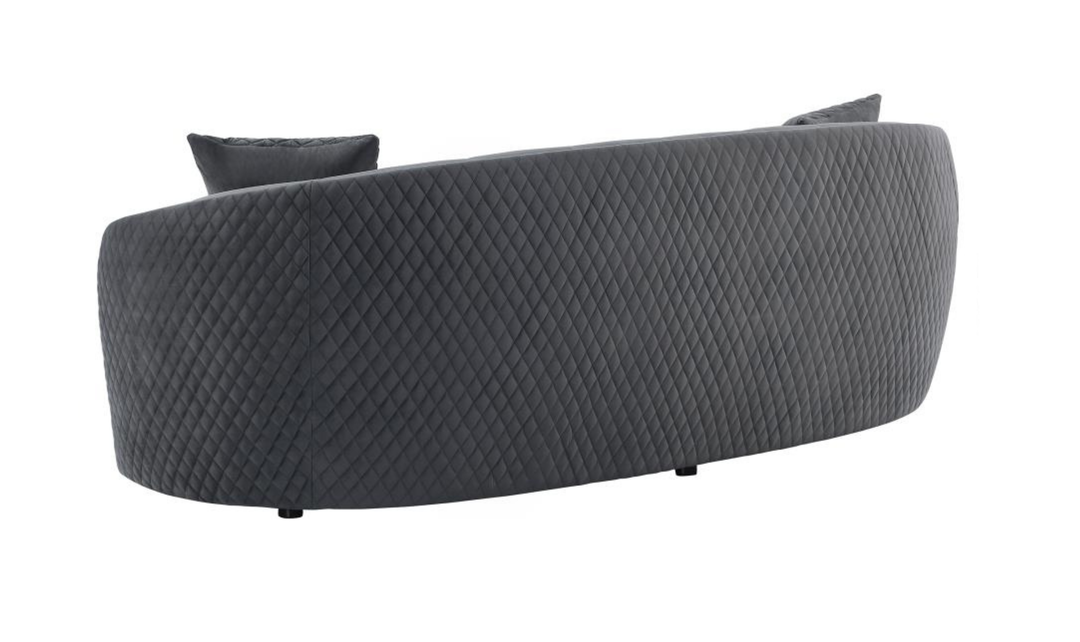 Modern Heritage Brookside Velvet Curved 3-Seater Sofa With Gold Trim-Dark Grey-jennifer