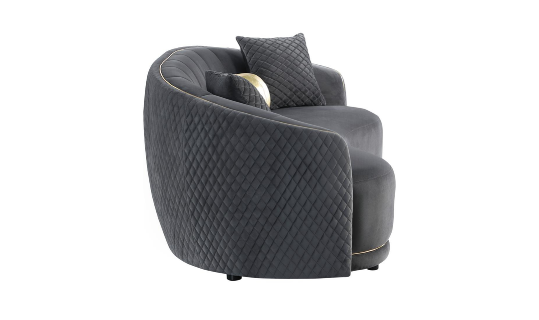 Modern Heritage Brookside Velvet Curved 3-Seater Sofa With Gold Trim-Dark Grey-jennifer