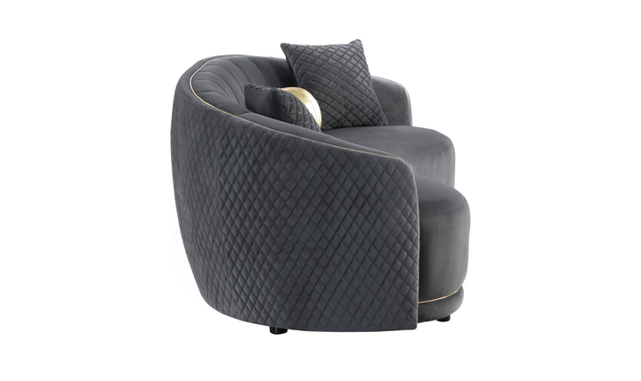 Modern Heritage Brookside Velvet Curved 3-Seater Sofa With Gold Trim-Dark Grey-jennifer