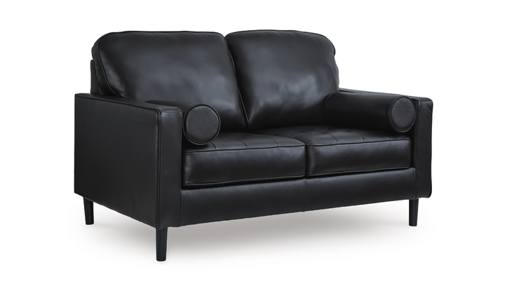 Modern Heritage Bryceview Leather Onyx Black Loveseat-Jennifer Furniture