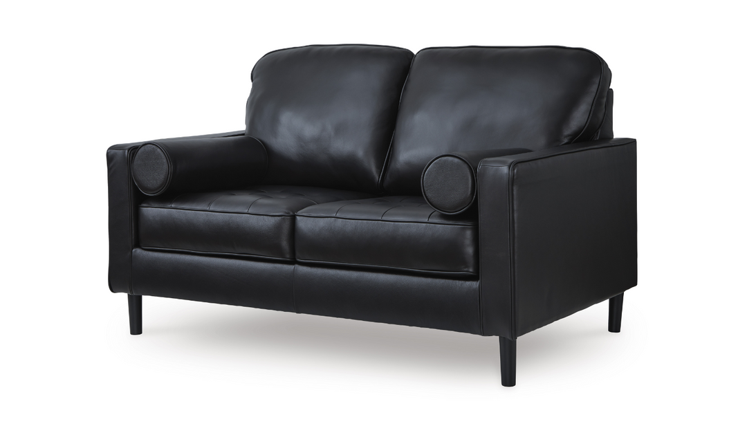 Modern Heritage Bryceview Leather Onyx Black Loveseat-Jennifer Furniture