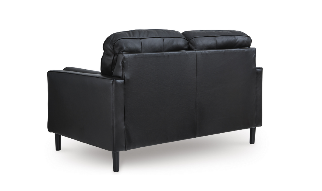 Modern Heritage Bryceview Leather Onyx Black Loveseat-Jennifer Furniture