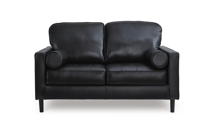 Modern Heritage Bryceview Leather Onyx Black Loveseat-Jennifer Furniture