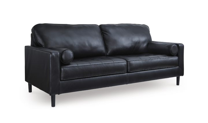 Modern Heritage Bryceview Leather Onyx Black Sofa-Jennifer Furniture