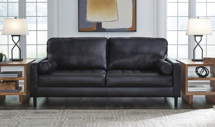 Modern Heritage Bryceview Leather Onyx Black Sofa
