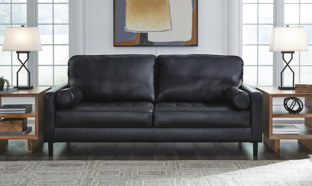 Modern Heritage Bryceview Leather Onyx Black Sofa – Jennifer Furniture