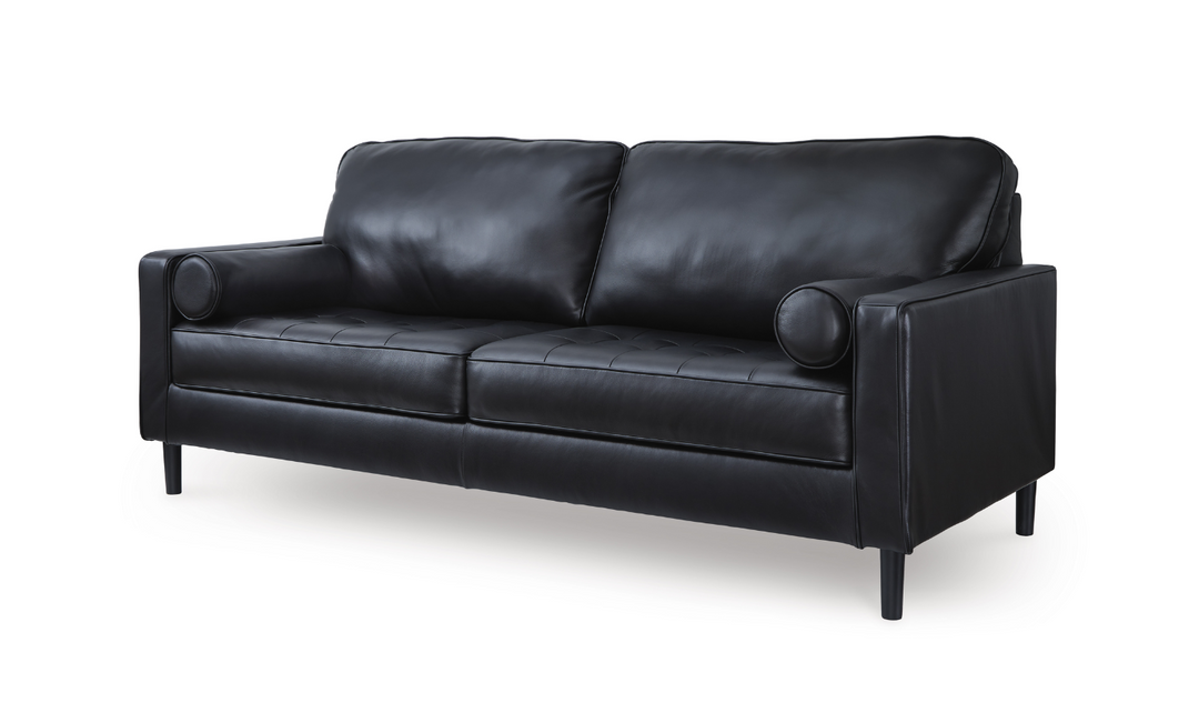 Modern Heritage Bryceview Leather Onyx Black Sofa-Jennifer Furniture