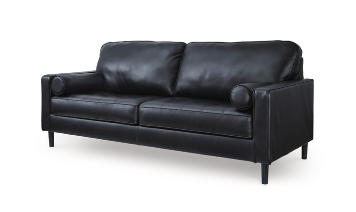 Modern Heritage Bryceview Leather Onyx Black Sofa-Jennifer Furniture