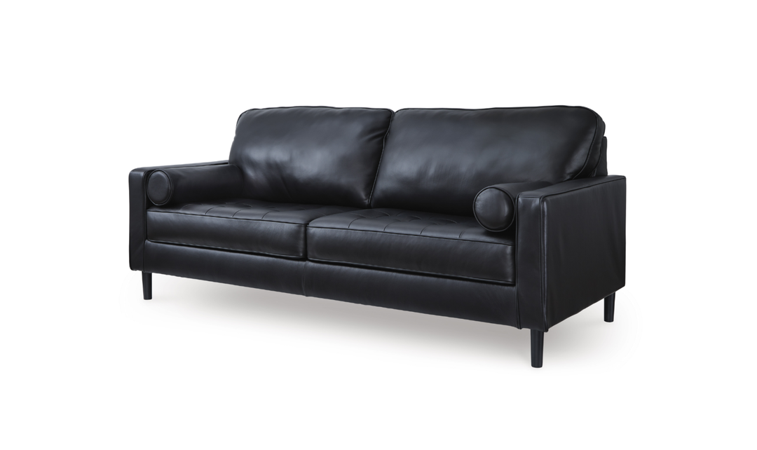 Modern Heritage Bryceview Leather Onyx Black Sofa