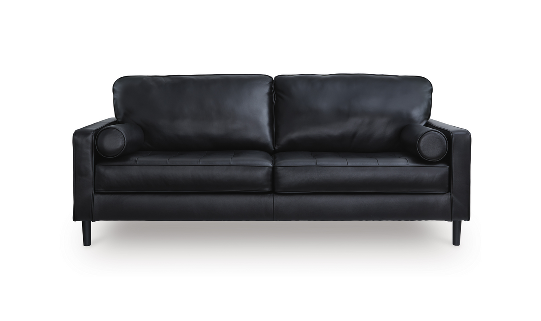 Modern Heritage Bryceview Leather Onyx Black Sofa-Jennifer Furniture